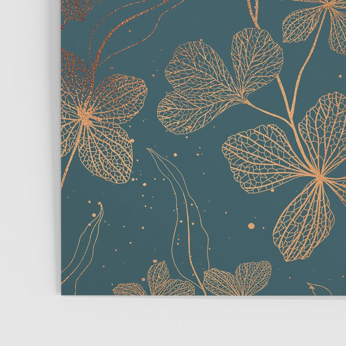 Copper Art Deco Flowers on Emerald  Poster Gallery Image 3