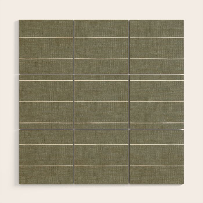 farmhouse stripes - olive green Wood Wall Art Gallery Image 1