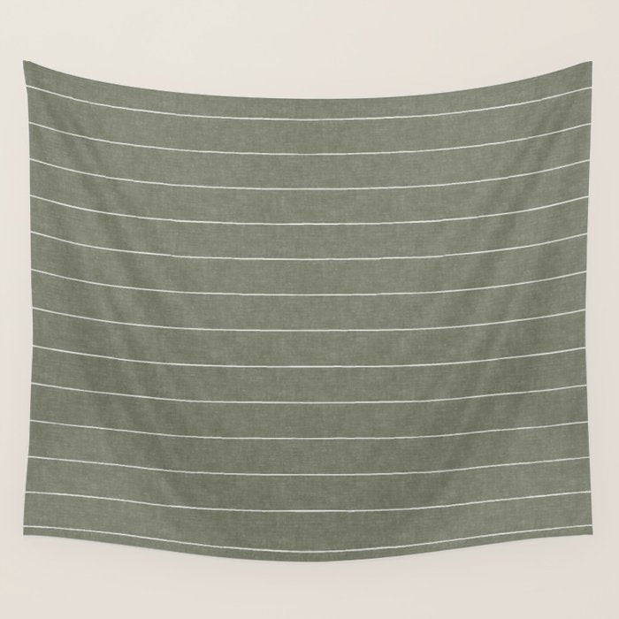 farmhouse stripes - olive green Wall Tapestry Gallery Image 1