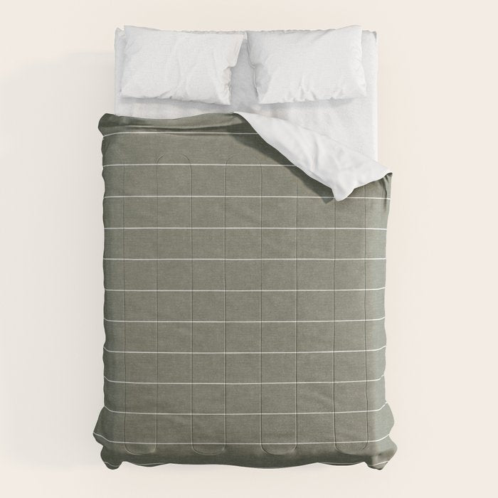 farmhouse stripes - olive green Comforter Gallery Image 6