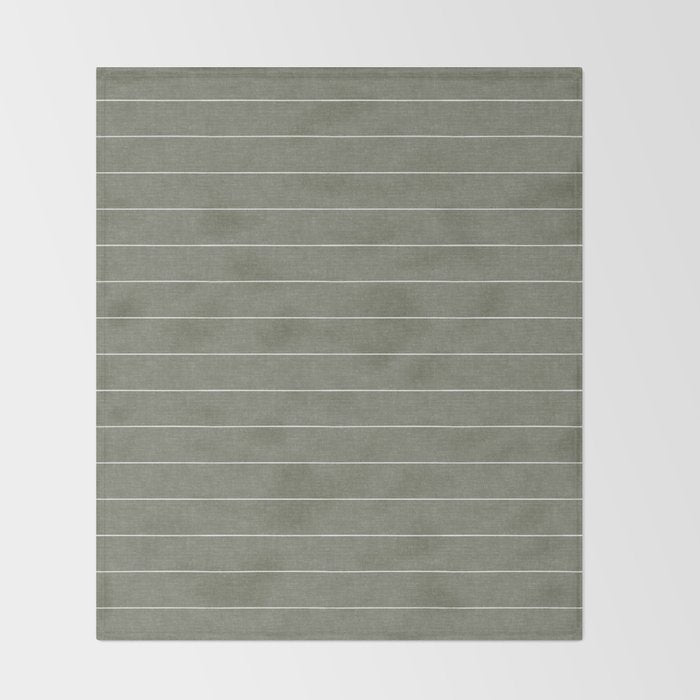 farmhouse stripes - olive green Throw Blanket Gallery Image 2