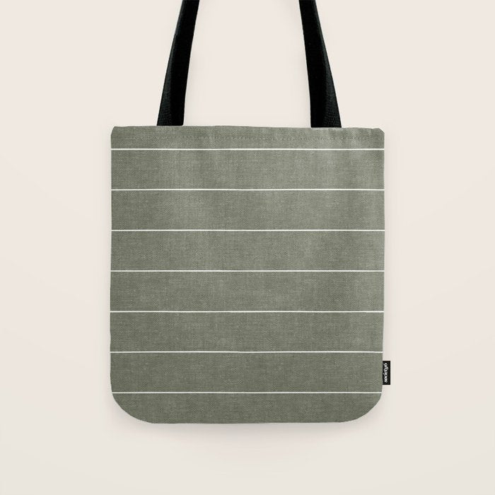farmhouse stripes - olive green Tote Bag Gallery Image 1
