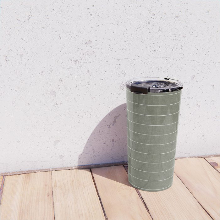 farmhouse stripes - olive green Travel Mug Gallery Image 4