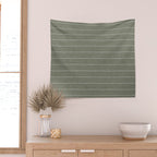 farmhouse stripes - olive green Wall Tapestry Gallery Image 2
