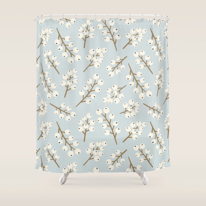 Berries and Branches - Light Blue Shower Curtain Gallery Image 1