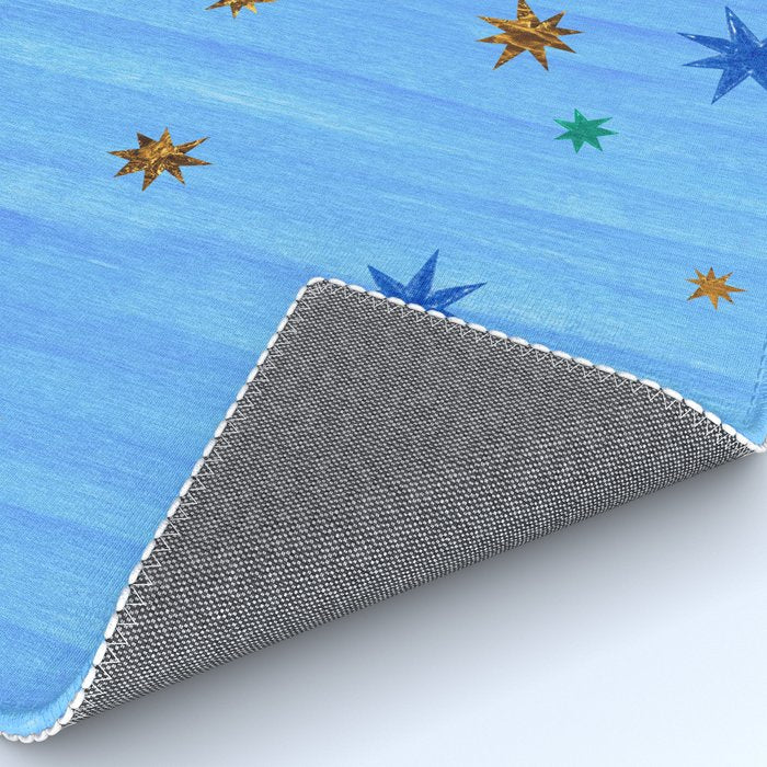 Celestial Star Twinkle in Blue Watercolor Rug Gallery Image 4