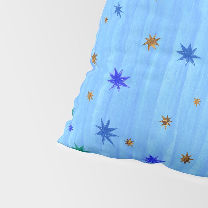 Celestial Star Twinkle in Blue Watercolor Pillow Sham Gallery Image 4
