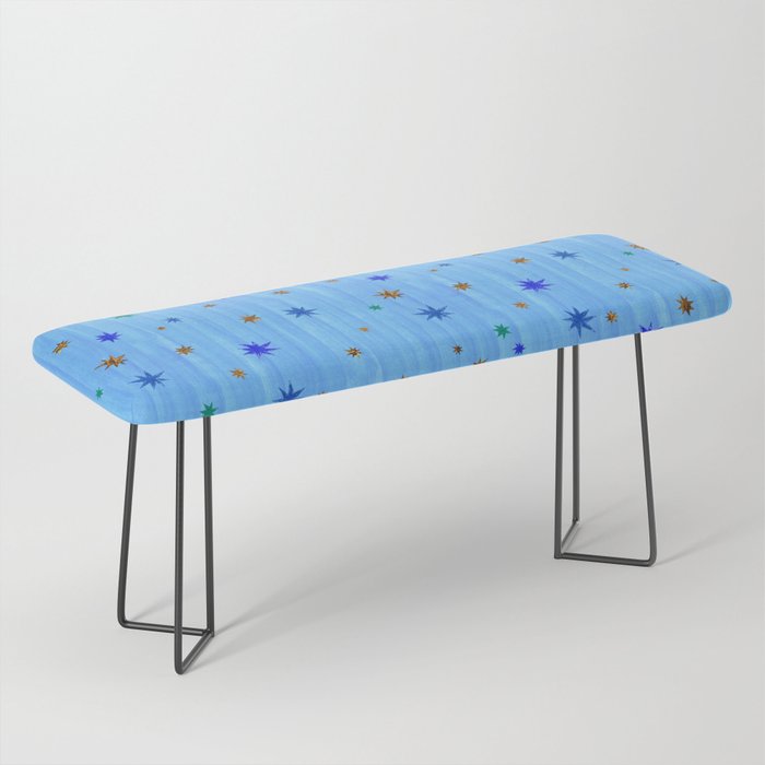Celestial Star Twinkle in Blue Watercolor Bench Gallery Image 1