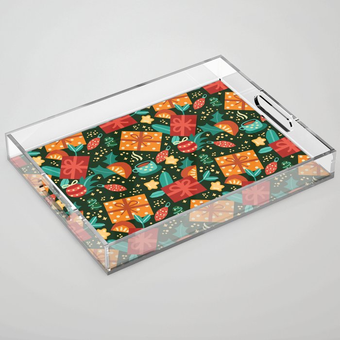 Christmas presents pattern Acrylic Tray Gallery Image 1