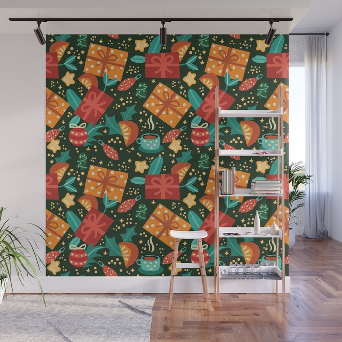 Christmas presents pattern Wall Mural Gallery Image 1