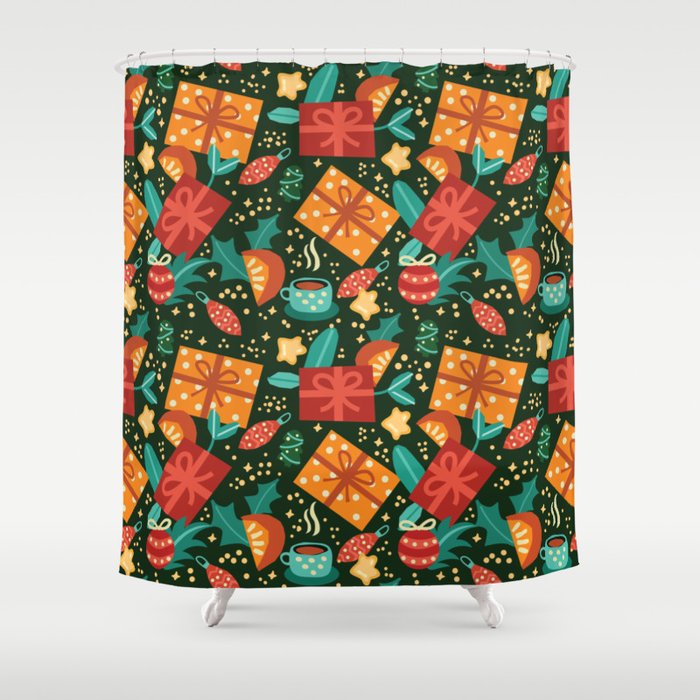 Christmas presents pattern Shower Curtain Gallery Image 1