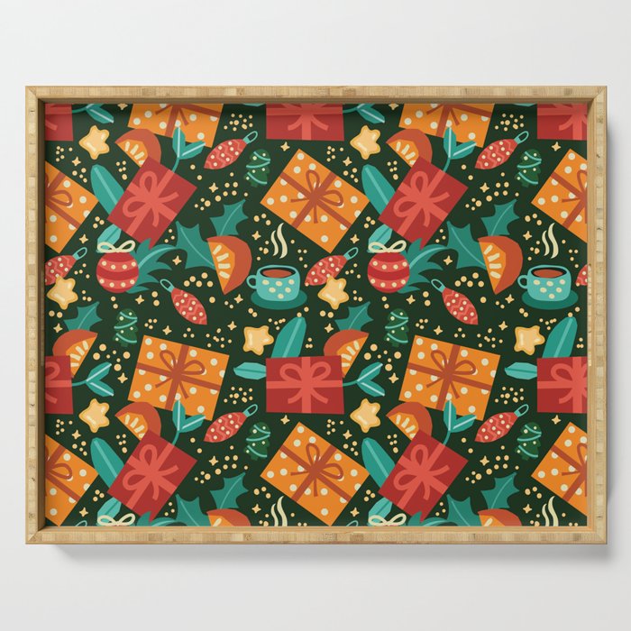 Christmas presents pattern Serving Tray Gallery Image 1