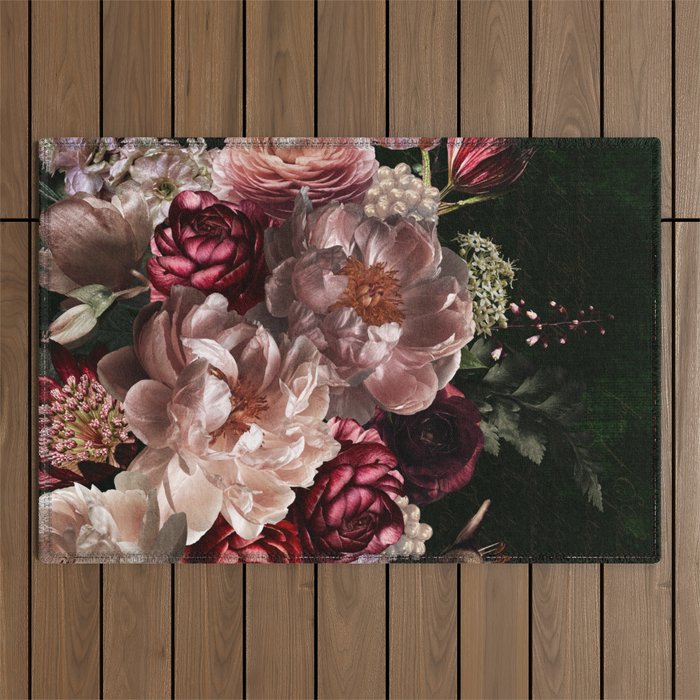 Deepest Night Flower Bouquet  Outdoor Rug Gallery Image 1
