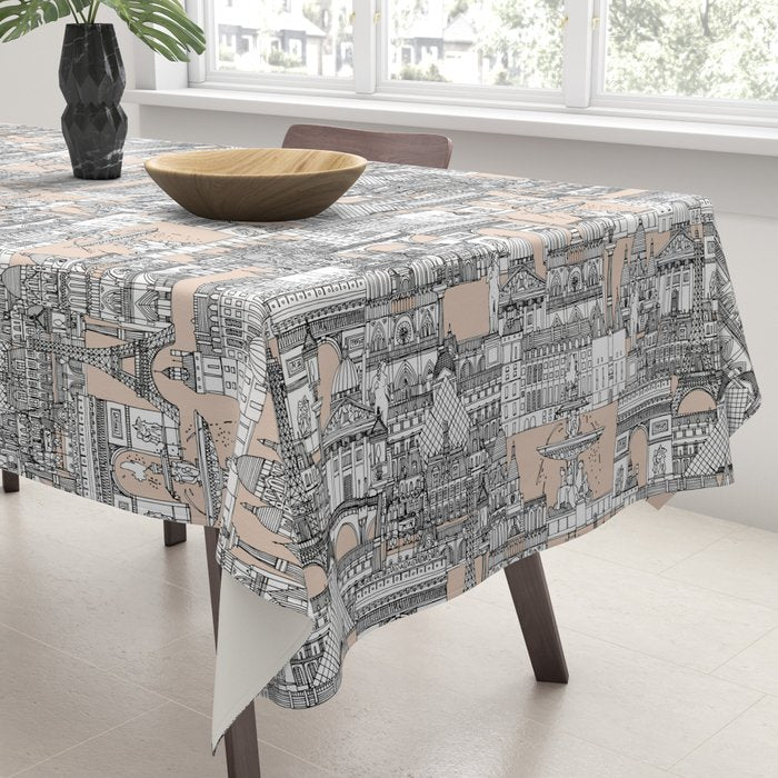 Paris toile sugar pink Tablecloth Gallery Image 3