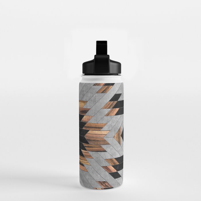 Urban Tribal Pattern No.6 - Aztec - Concrete and Wood Water Bottle Gallery Image 2