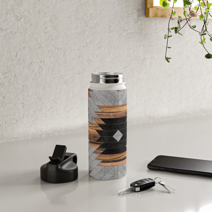 Urban Tribal Pattern No.6 - Aztec - Concrete and Wood Water Bottle Gallery Image 5