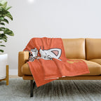 Lucky Cat Illustration Throw Blanket Gallery Image 1
