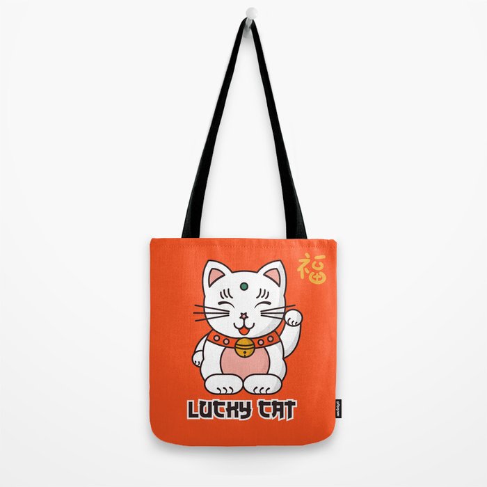 Lucky Cat Illustration Tote Bag Gallery Image 2