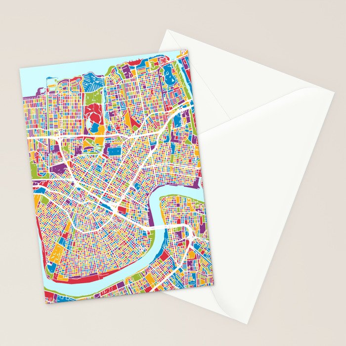 New Orleans Street Map Stationery Card Gallery Image 2
