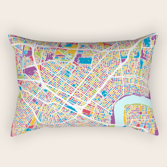 New Orleans Street Map Rectangular Pillow Gallery Image 1