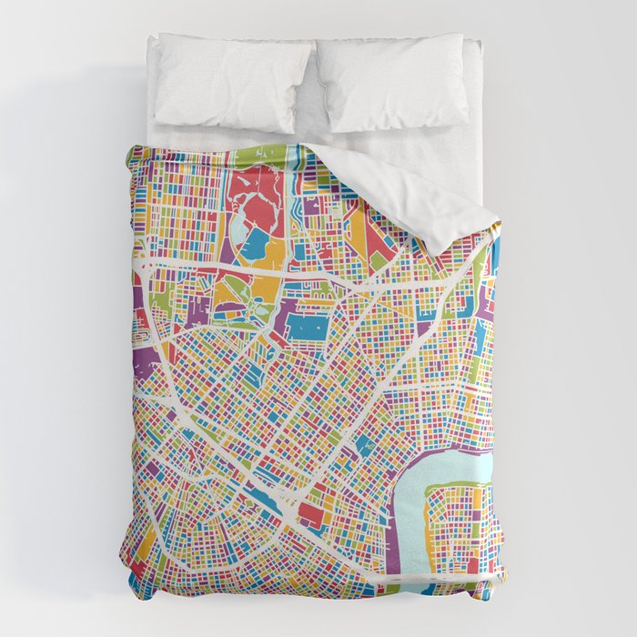 New Orleans Street Map Duvet Cover