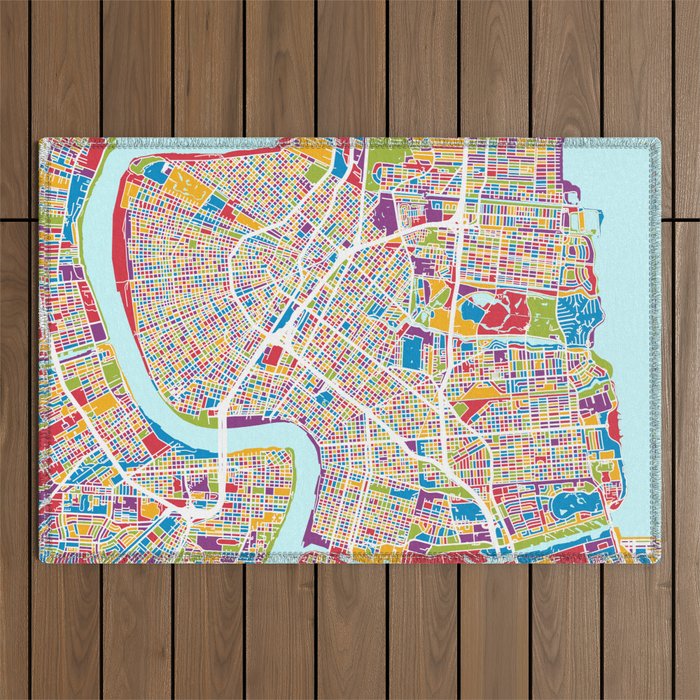 New Orleans Street Map Outdoor Rug Gallery Image 1
