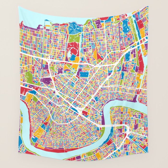 New Orleans Street Map Wall Tapestry Gallery Image 4