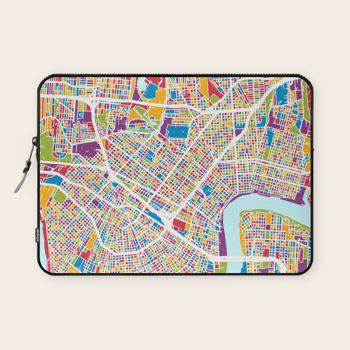 New Orleans Street Map Laptop Sleeve Gallery Image 1