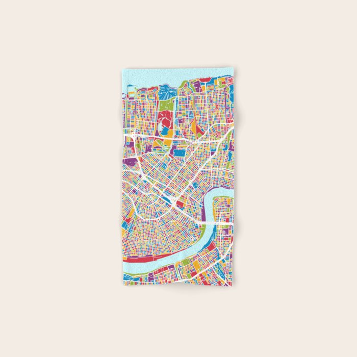 New Orleans Street Map Bath Towel Gallery Image 1