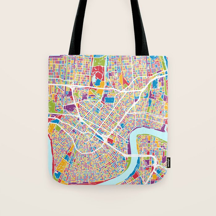 New Orleans Street Map Tote Bag Gallery Image 1