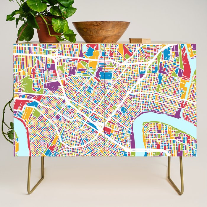 New Orleans Street Map Credenza Gallery Image 1