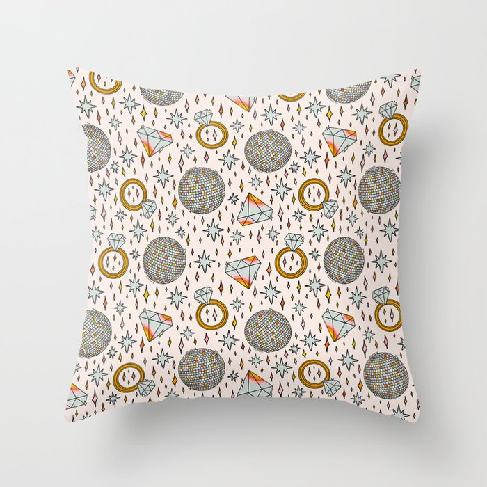 Diamonds and Disco Balls Print Throw Pillow Gallery Image 1