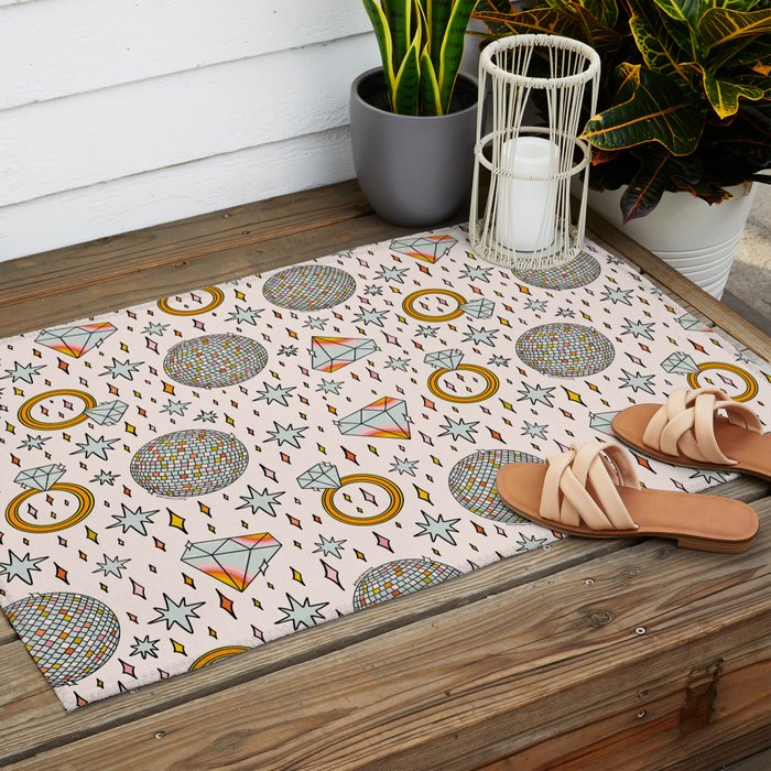 Diamonds and Disco Balls Print Outdoor Rug Gallery Image 2