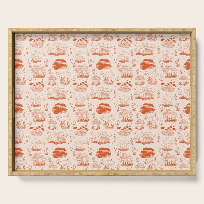 Mushroom Toile in Orange Serving Tray Gallery Image 1