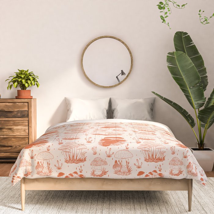 Mushroom Toile in Orange Comforter Gallery Image 3