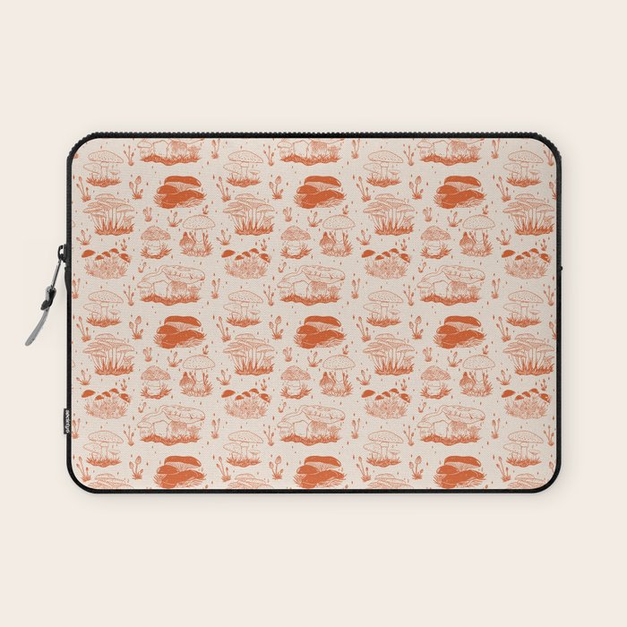 Mushroom Toile in Orange Laptop Sleeve Gallery Image 1