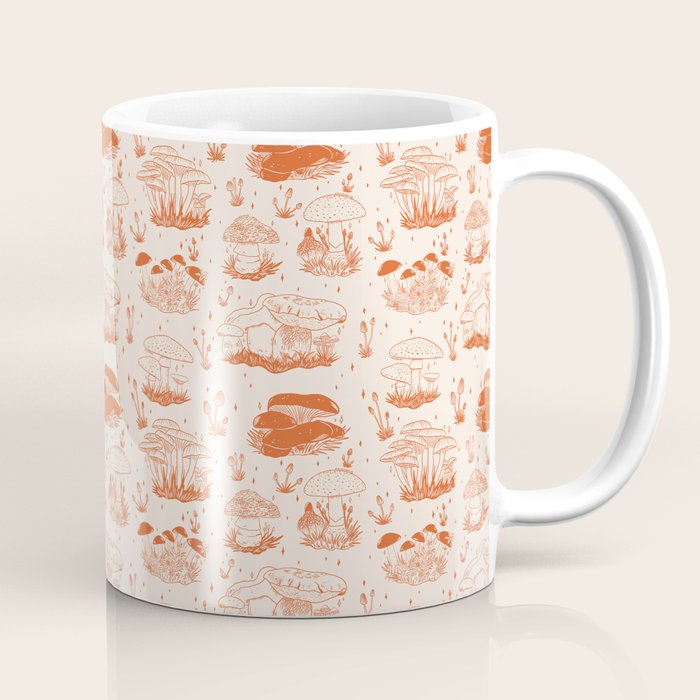 Mushroom Toile in Orange Coffee Mug Gallery Image 1