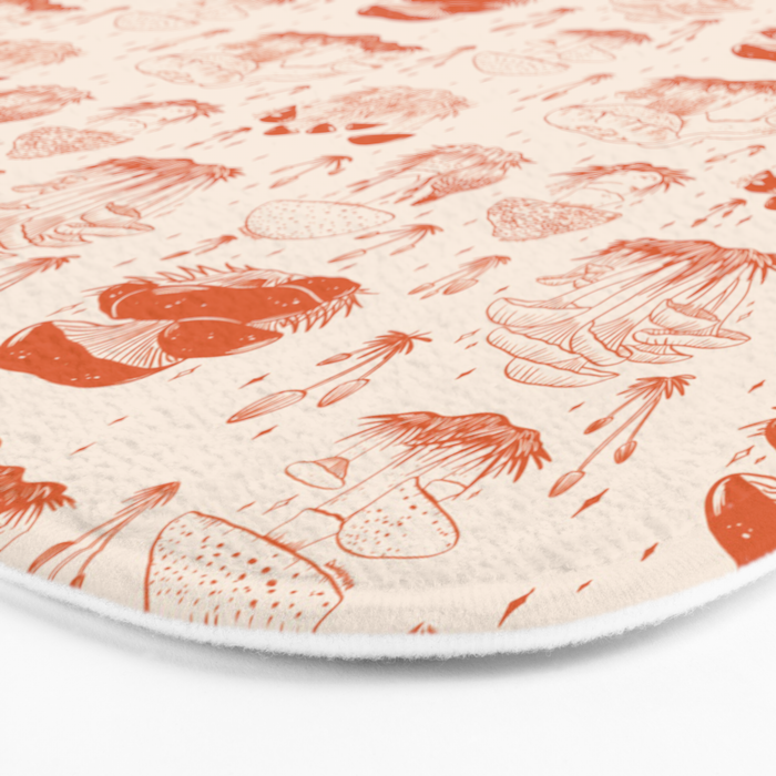 Mushroom Toile in Orange Bath Mat Gallery Image 3