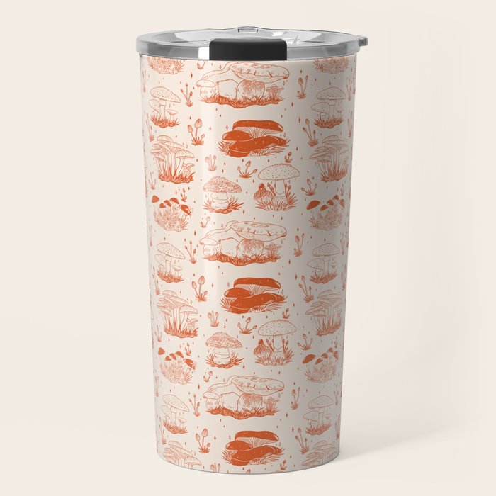 Mushroom Toile in Orange Travel Mug Gallery Image 1