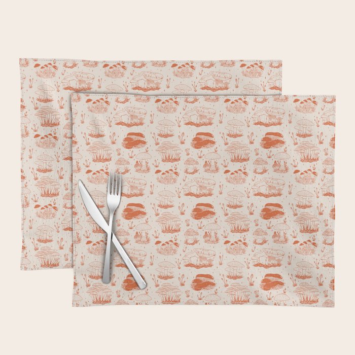 Mushroom Toile in Orange Placemat Gallery Image 1