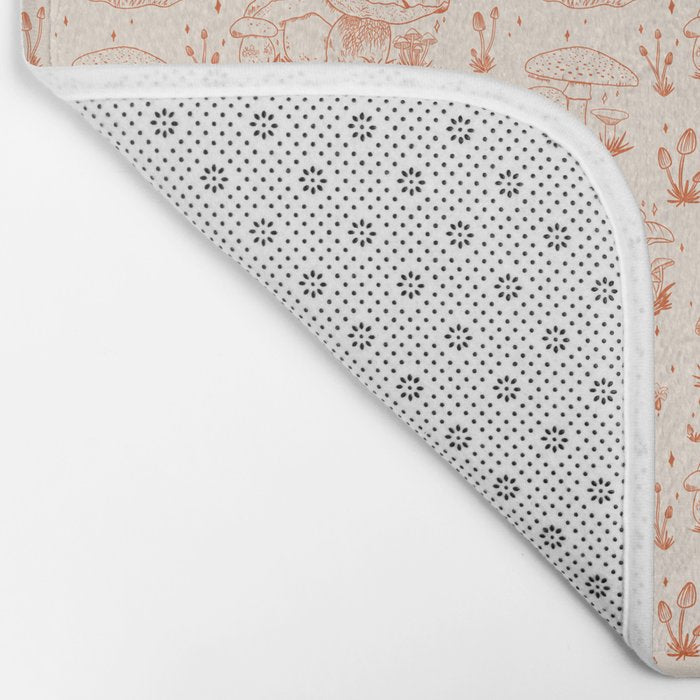 Mushroom Toile in Orange Bath Mat Gallery Image 2
