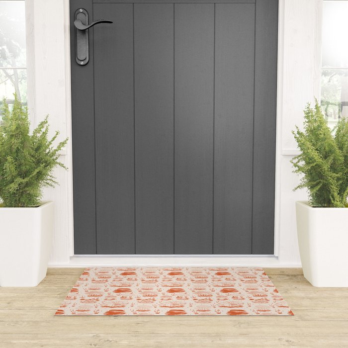 Mushroom Toile in Orange Welcome Mat Gallery Image 3
