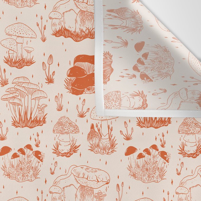 Mushroom Toile in Orange Wall Tapestry Gallery Image 3