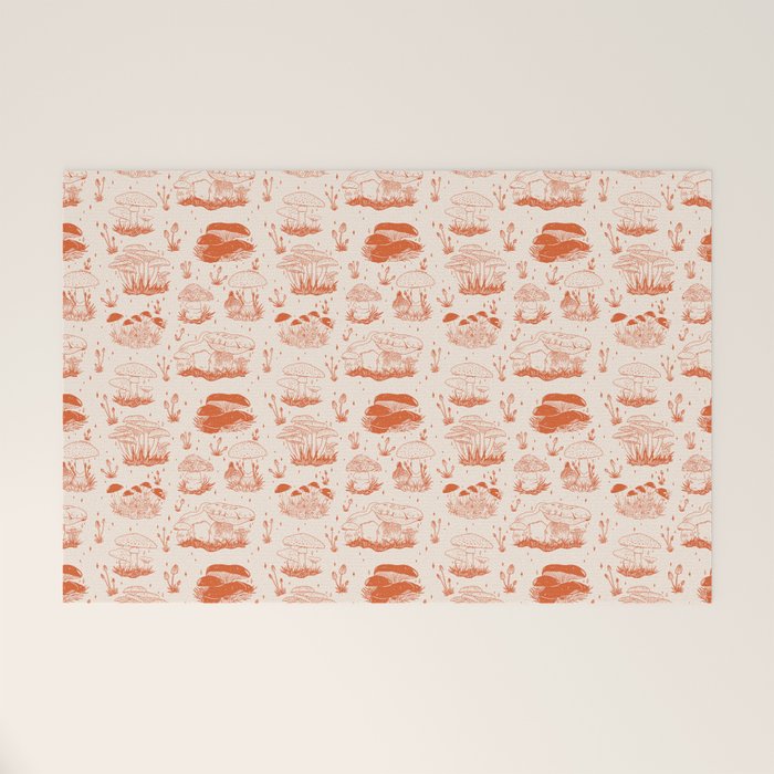Mushroom Toile in Orange Welcome Mat Gallery Image 1