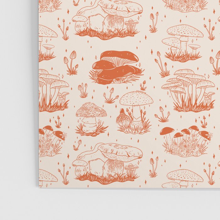 Mushroom Toile in Orange Poster Gallery Image 3