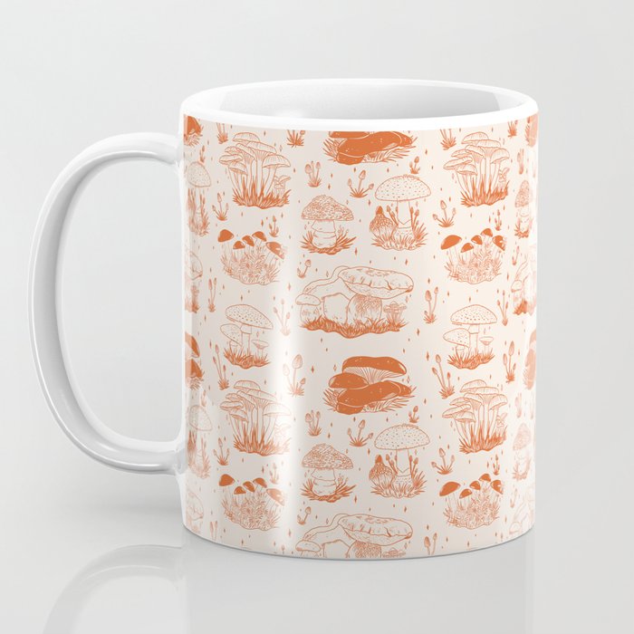 Mushroom Toile in Orange Coffee Mug Gallery Image 3