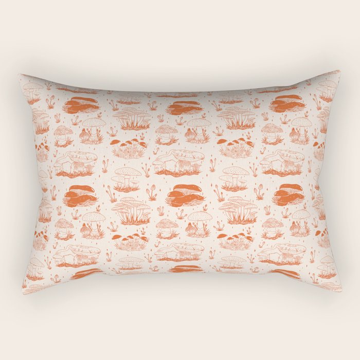 Mushroom Toile in Orange Rectangular Pillow Gallery Image 2