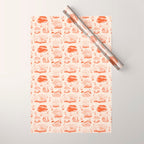 Mushroom Toile in Orange Wrapping Paper Gallery Image 1