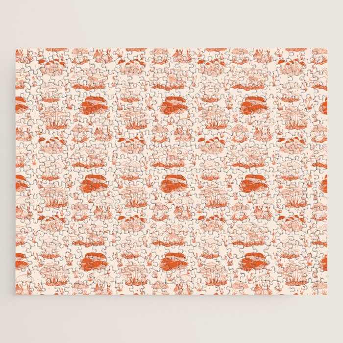 Mushroom Toile in Orange Jigsaw Puzzle Gallery Image 1