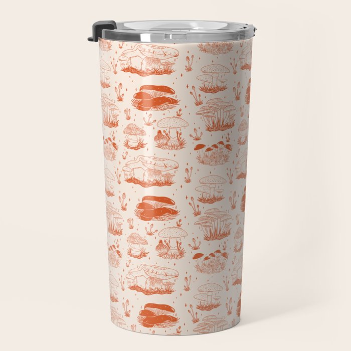 Mushroom Toile in Orange Travel Mug Gallery Image 3